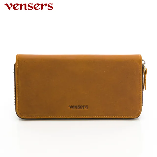 【Vensers】 小牛皮潮流個性皮夾-(NB887519棕瘋馬長夾)