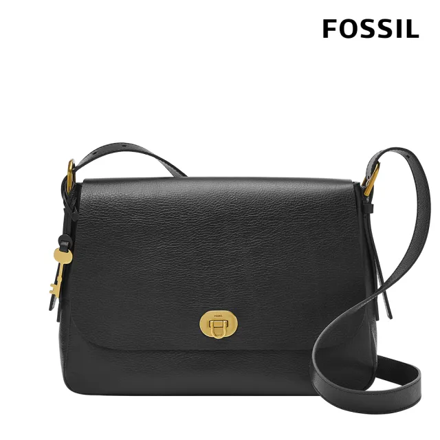 【FOSSIL 官方旗艦館】Harper 真皮馬鞍包-黑色x金釦版 ZB1800001 雙11/1111