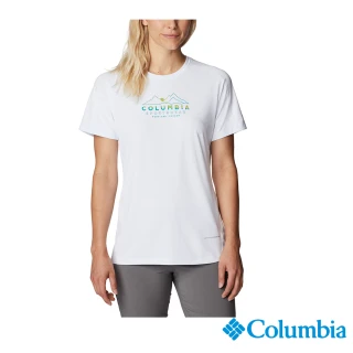 【Columbia 哥倫比亞 官方旗艦】女款- UPF30涼感快排短袖上衣-白色(UAR55460WT / 2023春夏品)