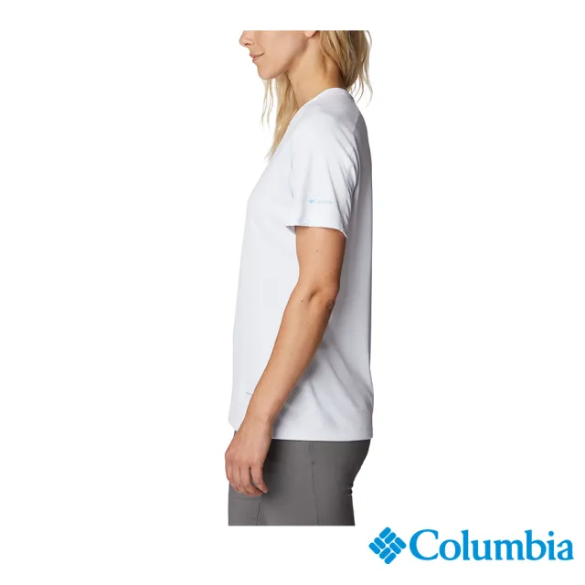 【Columbia 哥倫比亞 官方旗艦】女款- UPF30涼感快排短袖上衣-白色(UAR55460WT / 2023春夏品)