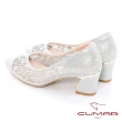 【CUMAR】鏤空鑽飾粗跟鞋(銀白色)