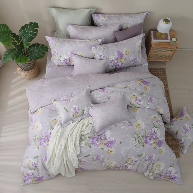 【MONTAGUT 夢特嬌】40支精梳棉兩用被床包組-紫苑花香(雙人)