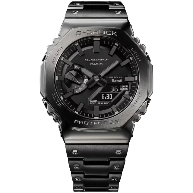 【CASIO 卡西歐】G-SHOCK 八角 全金屬版 太陽能藍芽連線雙顯手錶 開學禮 送禮 推薦(GM-B2100BD-1A)