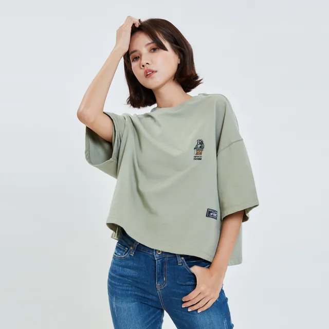 【5th STREET】女裝戶外探索圖案短袖T恤(綠色)