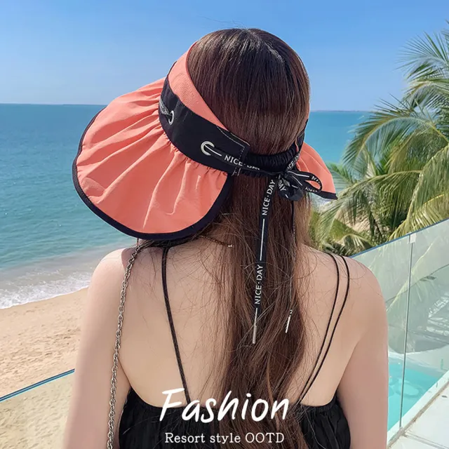 【KISSDIAMOND】度假風大帽簷黑膠遮陽帽(防曬/可折疊/好收納/KDH-E435)