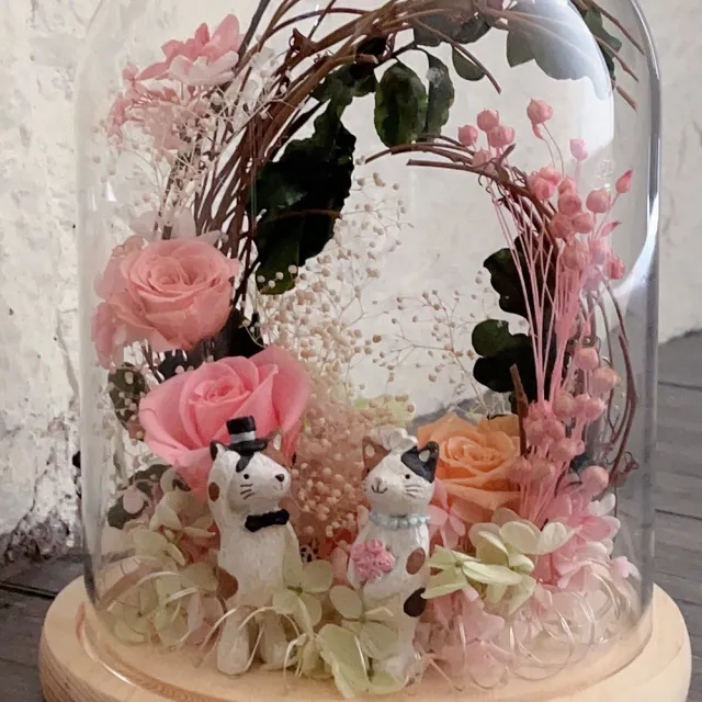 【OSTARA FLORIST 奧斯塔拉花藝】幸福恆久玫瑰花拱門結婚紀念永生花禮/附提袋卡片(永生花、花禮、婚禮)