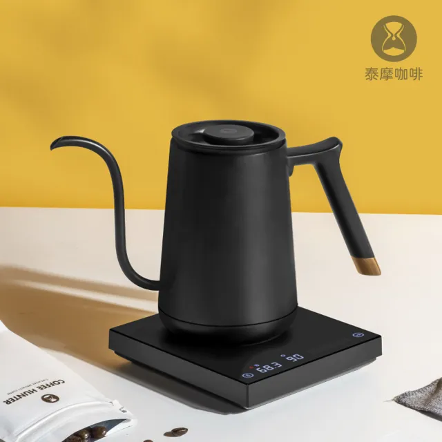 【TIMEMORE 泰摩】泰摩咖啡 魚SMART溫控手沖壺 600ml-黑色細嘴(溫控壺 快煮壺 熱水壺 控溫壺)