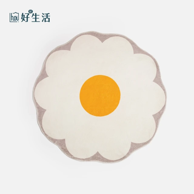 hoi! 好好生活 夏日太陽花仿羊絨床邊防滑圓地毯100x100cm