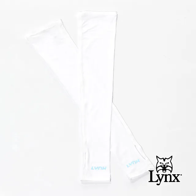【Lynx Golf】女款吸排抗UV機能涼感超彈力Lynx字樣印花指套設計袖套(白色)