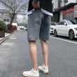 【自己人】韓版復古刷色牛仔短褲(男裝 膝上牛仔褲 短牛仔褲 休閒褲)