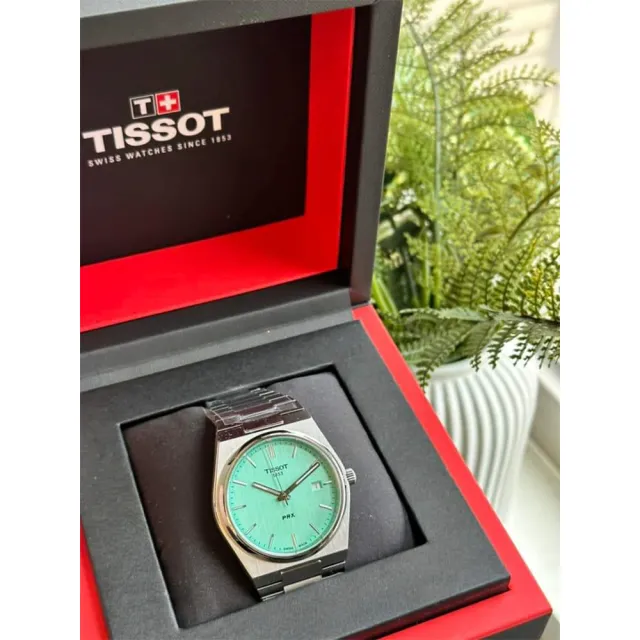 【TISSOT 天梭】官方授權 PRX 薄荷綠色石英款手錶 手錶 畢業禮物(T137.410.11.091.01)