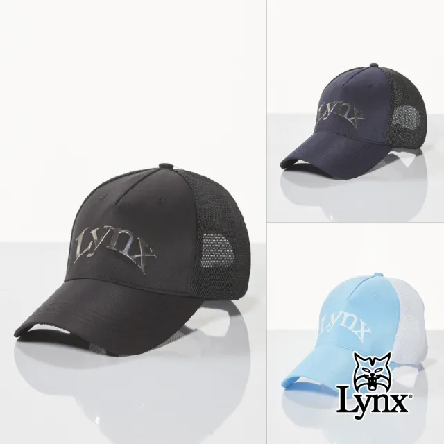 【Lynx Golf】透氣網布潮流時尚Lynx字樣亮面LOGO可調節式球帽(三色)