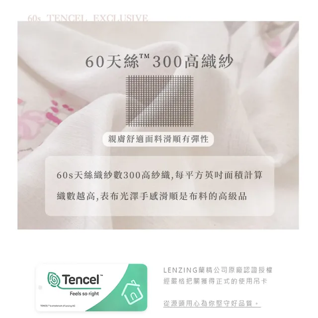 【BELLE VIE】台灣製 60支天絲 雙人床包枕套3件組(花語)