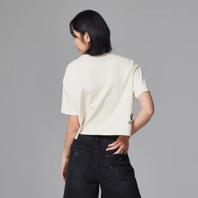 【Lee】出清品-女裝 短袖T恤 / 棋盤格DENIM 經典白 Boyfriend版型(LL230012701)