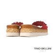 【TINO BELLINI 貝里尼】義大利進口牛皮渲染亮鑽花瓣厚底涼拖鞋FSUO002(紅)