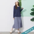 【betty’s 貝蒂思】腰綁繩口袋印花寬褲裙(灰藍)