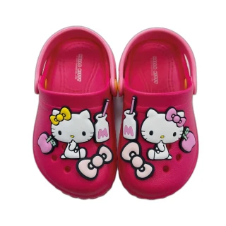 【樂樂童鞋】台灣製Kitty布希鞋 - 桃色 另有兩色可選(女童涼鞋 卡通拖鞋 Kitt)