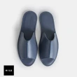 【HOLA】手縫飾線真皮室內拖鞋-靛藍M