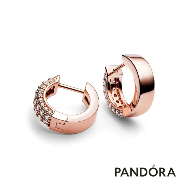 【Pandora 官方直營】Pandora Timeless Pave 雙重璀璨耳環圈式耳環