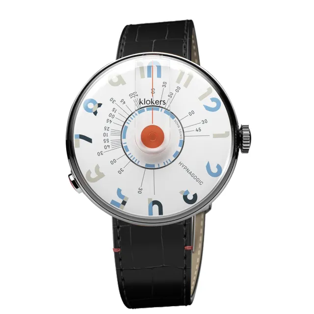 【klokers 庫克】幻境系列 KLOK-08-H4 藍字錶頭+皮革錶帶搭配摺疊錶扣