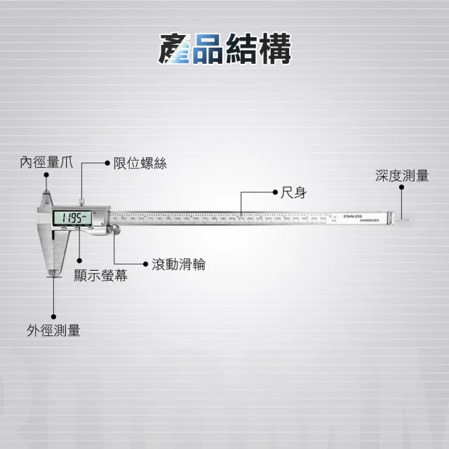 【工具王】遊標卡尺 內外徑 測量尺 數位游標卡尺 卡尺 630-DVC-S300(數字式游標尺 數位游標卡尺 游標卡尺)