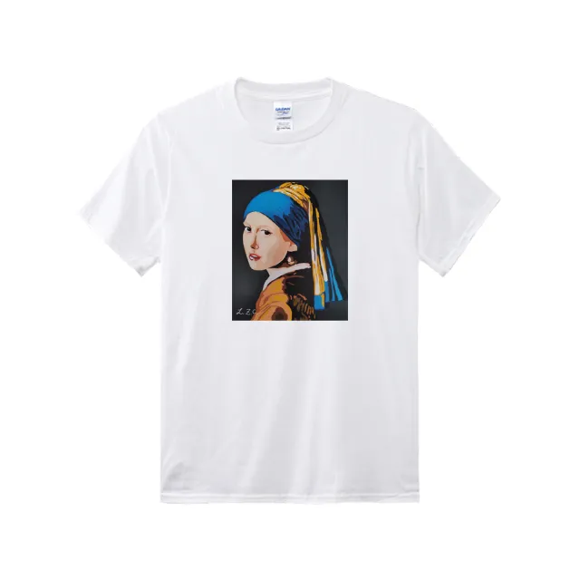 【B+ 大尺碼專家】現貨-大小尺碼-戴珍珠耳環的少女 名畫 藝術 板畫 T恤 電影看板師 聯名款(0201909)