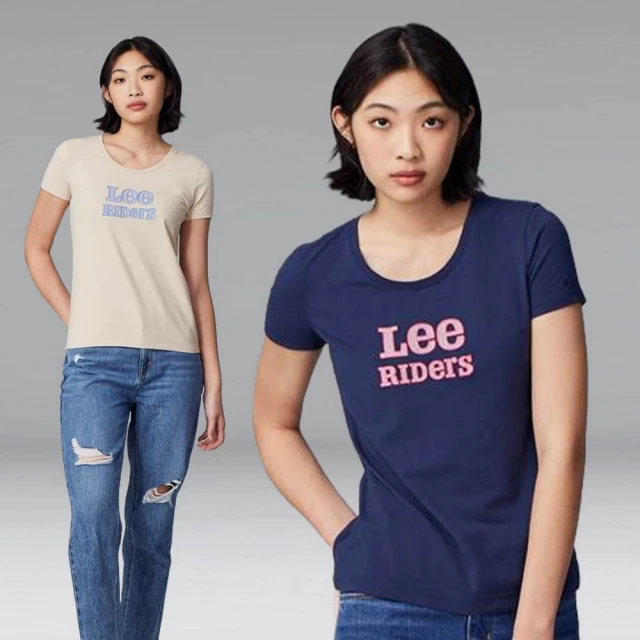 Lee 官方旗艦 女裝 短袖T恤 / 鎖鏈繡 RIDERS LOGO 共2色 標準版型(LB30205897W / LB302058742)