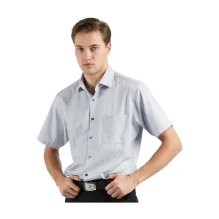 【ROBERTA諾貝達】男裝 藍色短袖襯衫-舒適休閒(台灣製 易洗好整理)