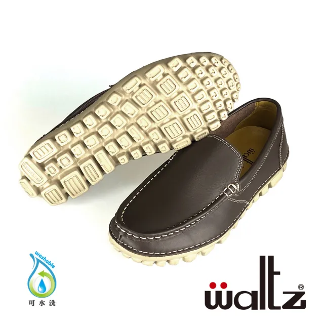 【Waltz】城市休閒  素面牛皮 樂福鞋 縫線水洗皮(623015-23 華爾滋皮鞋)