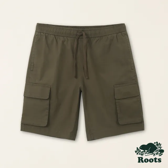 【Roots】Roots男裝-喚起自然之心系列 有機棉平織口袋短褲(綠色)