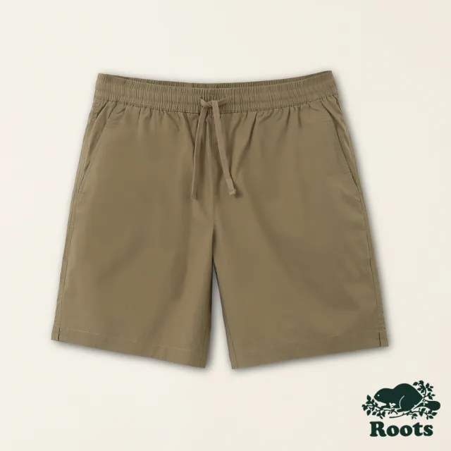 【Roots】Roots男裝-喚起自然之心系列 有機棉平織口袋短褲(咖綠色)