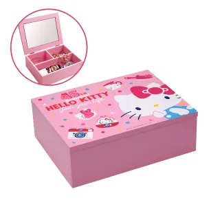 【百科良品】Hello Kitty 凱蒂貓 收納化妝鏡盒 珠寶盒 飾品收納 美妝收納盒(正版授權台灣製) 
