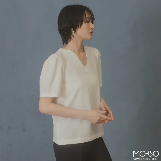 【MO-BO】立體組織紋路V領拋袖上衣