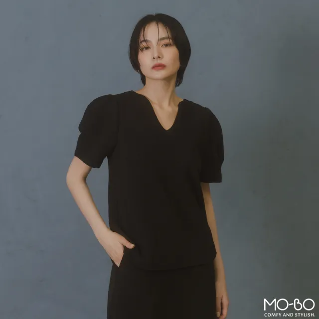 【MO-BO】立體組織紋路V領拋袖上衣
