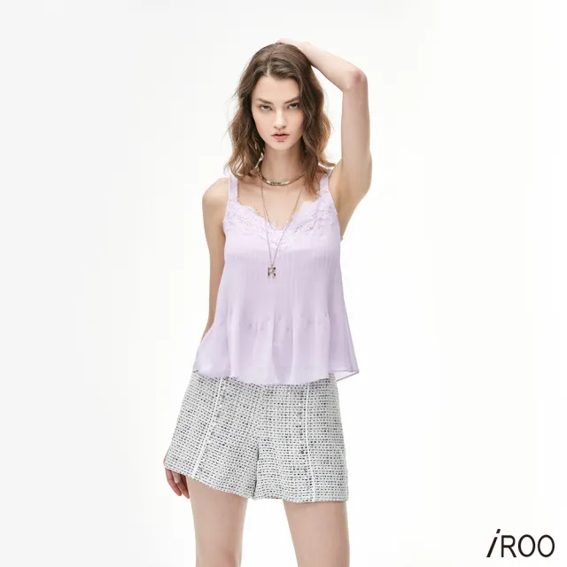 【iROO】蕾絲拼接女人細肩帶背心