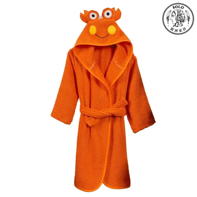 【SOLO 歐洲家居】兒童純棉可愛螃蟹造型連帽浴袍