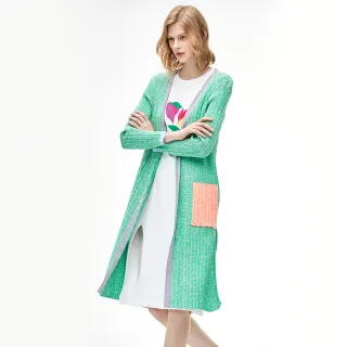 【iROO】撞色長版針織外套