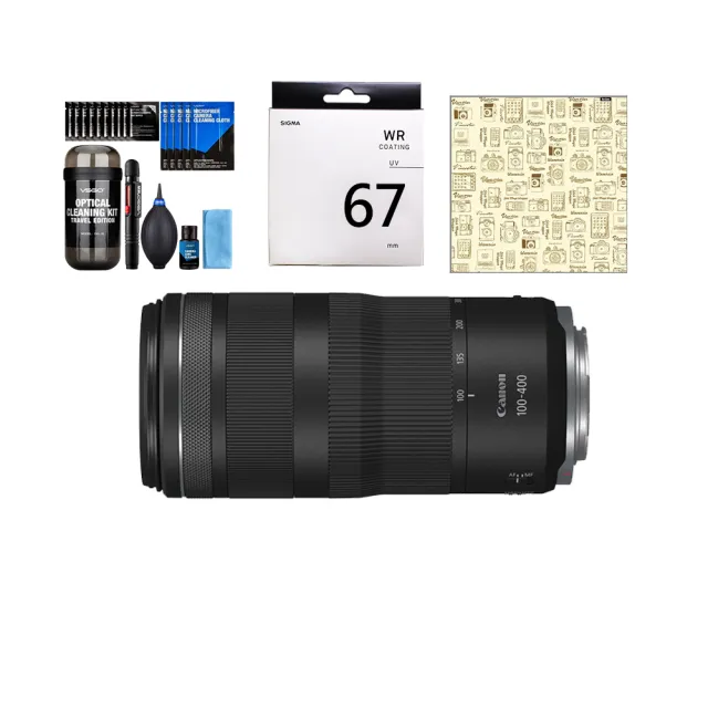 【Canon】RF 100-400mm F5.6-8 IS USM + SIGMA UV 67mm 保護鏡 + DKL-15膠囊清潔+CL-50CA 相機魔毯(公司貨)