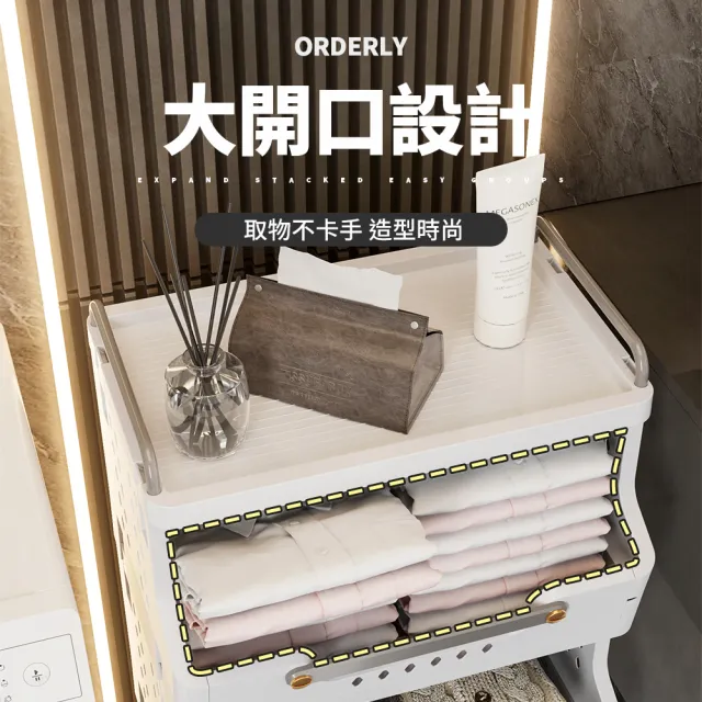 【Mr.Box】新式摺疊洗衣籃-附輪(4層)