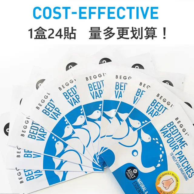 【BEGGI】精油通鼻貼_成人款 24片(台灣代理公司貨 鼻塞 鼻癢 鼻子過敏 噴嚏 舒眠 居家必備)