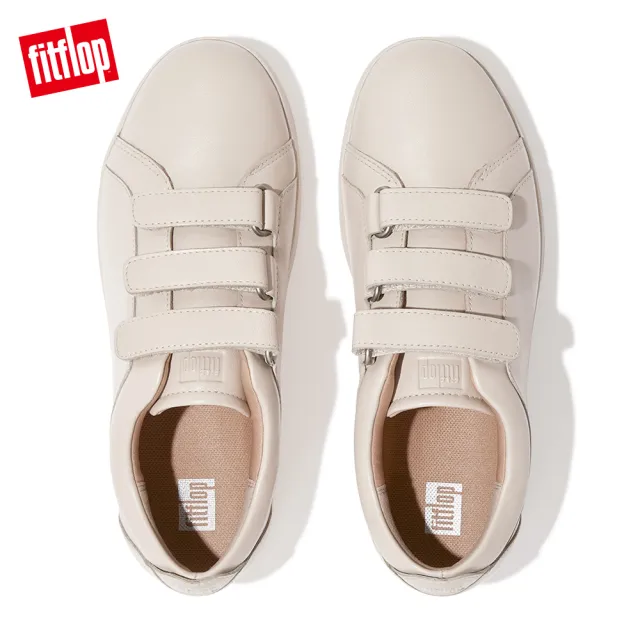 【FitFlop】RALLY QUICK STICK FASTENING LEATHER SNEAKERS魔鬼氈造型休閒鞋-女(白石色)