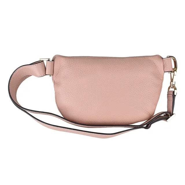 【KATE SPADE】Polly Fanny金字LOGO荔枝紋牛皮拉鍊胸腰包(粉膚)