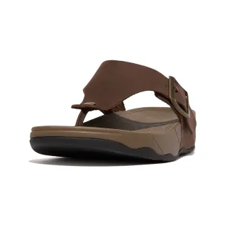 【FitFlop】TRAKK II MENS BUCKLE LEATHER TOE-POST SANDALS扣環皮革造型夾脚涼鞋-男(深棕色)