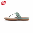 【FitFlop】GRACIE RUBBER-BUCKLE LEATHER TOE-POST SANDALS扣環造型皮革夾脚涼鞋-女(冷藍色)