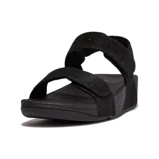 【FitFlop】LULU ADJUSTABLE SHIMMERLUX BACK-STRAP SANDALS經典亮粉造型可調整式後帶涼鞋(靚黑色)