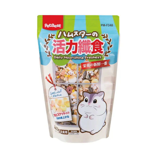 【PetBest】倉鼠纖食飼料 400g(寵物鼠 倉鼠 黃金鼠 三線鼠 主食 元氣 健康 活力)