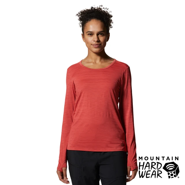 Mountain Hardwear Mighty Stripe Long Sleeve W 防曬條紋長袖排汗衣 女款 馬蹄蓮紅 #2027941