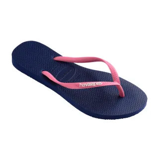 【havaianas 哈瓦仕】拖鞋 女鞋 夾腳拖 跳色 Slim Logo Pop Up 藍粉 4119787-2484W(哈瓦士)