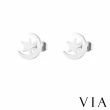 【VIA】白鋼耳釘 月亮耳釘/星空系列 星月相伴星星月亮造型白鋼耳釘(鋼色)