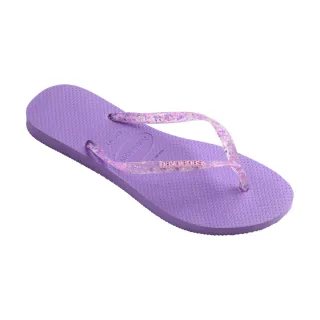 【havaianas 哈瓦仕】拖鞋 女鞋 夾腳拖 閃亮 果凍 Slim Logo Metallic 紫色 4119875-1801W(哈瓦士)